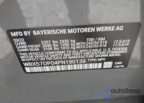 2023 BMW X3 xDrive30I from USA, damaged, VIN WBX57DP04PN190139